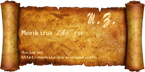 Menkina Zóra névjegykártya